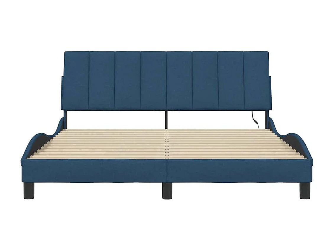 Estructura de cama sin colchón tela azul 160x200 cm