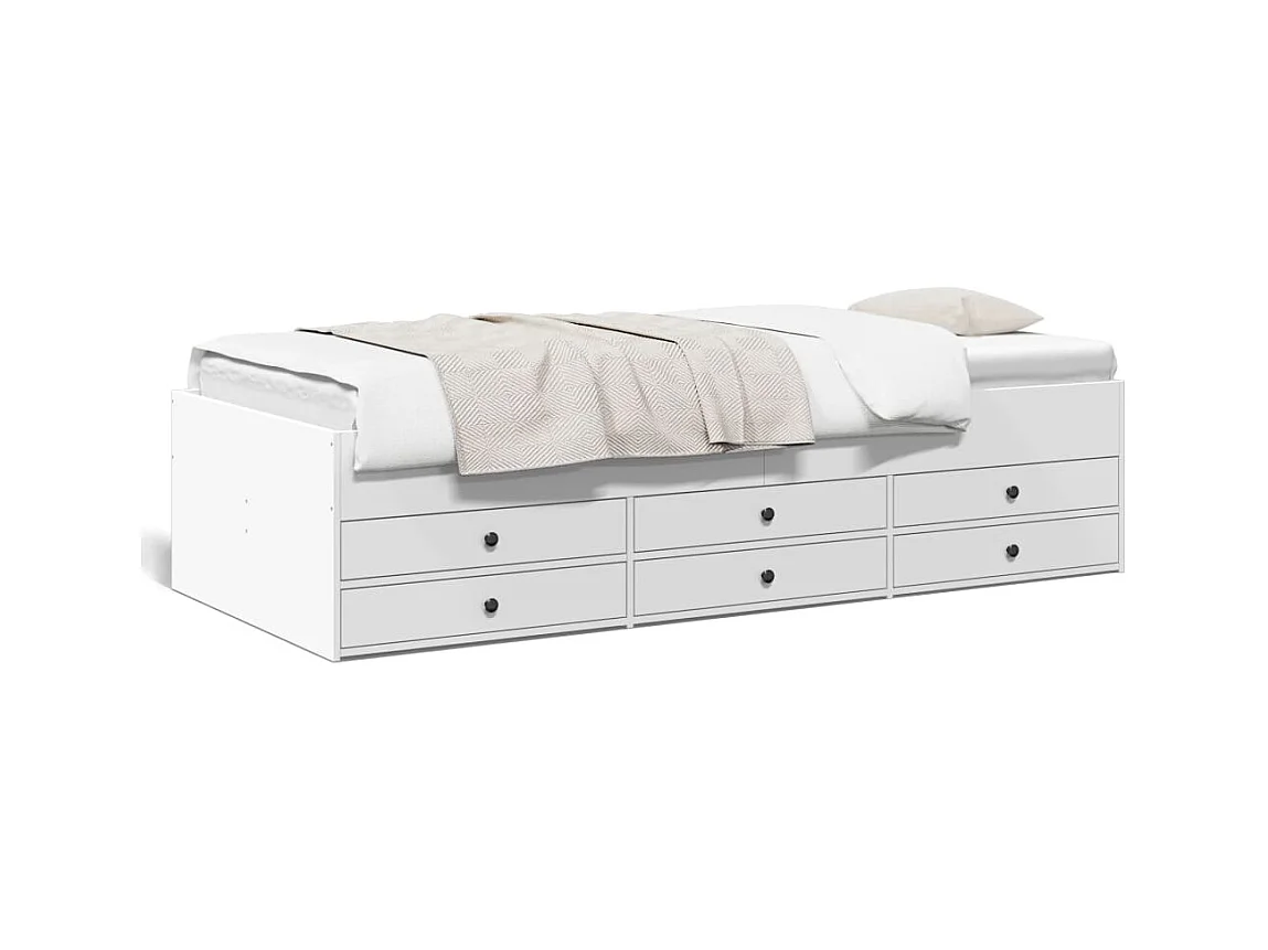 Divano letto con cassetti senza materasso bianco 100x200 cm