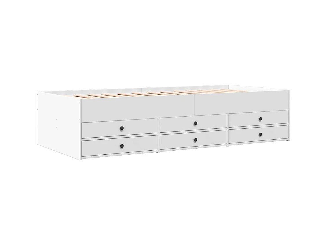Divano letto con cassetti senza materasso bianco 100x200 cm