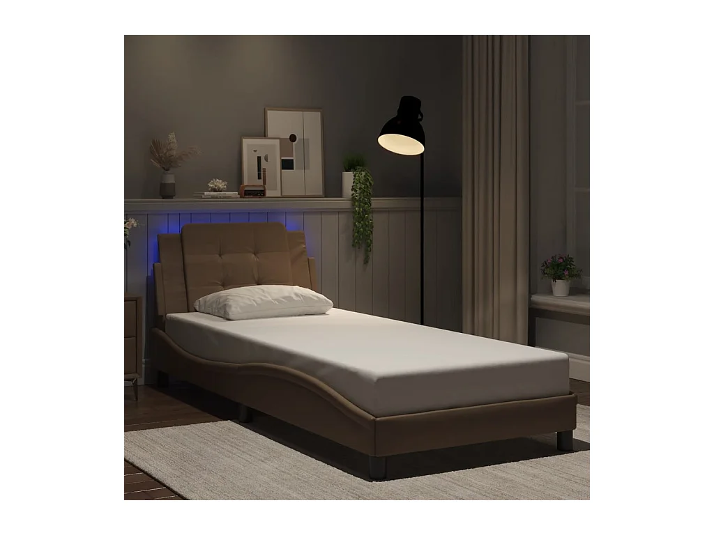 Struttura letto con LED senza materasso cappuccino 90x200 cm