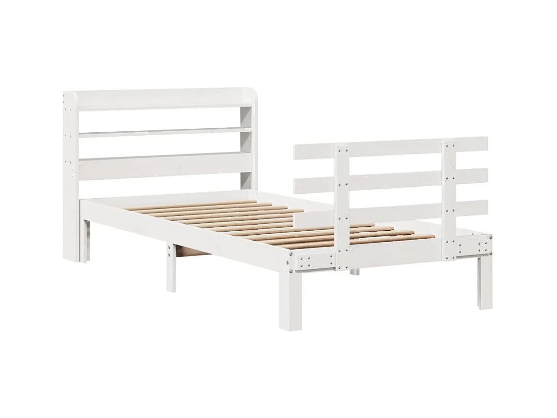 Bedframe met hoofdbord zonder matras wit 75x190 cm