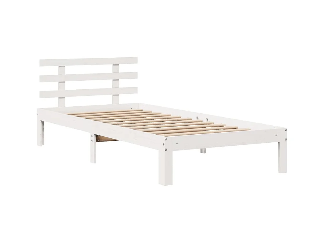 Bedframe met hoofdbord zonder matras wit 75x190 cm