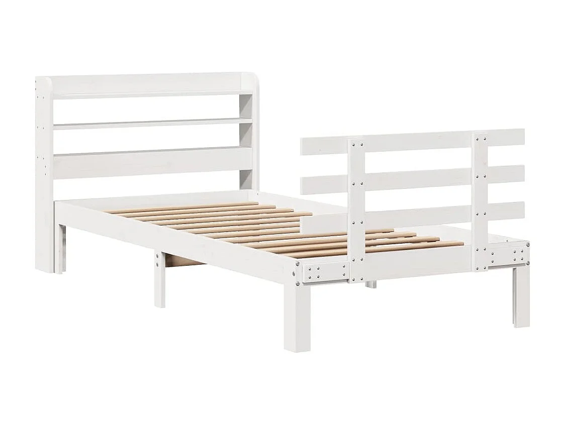 Cadre de lit avec tête de lit sans matelas blanc 75x190 cm