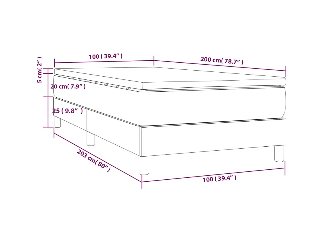 Sommier à lattes de lit avec matelas Noir 100x200 cm Tissu