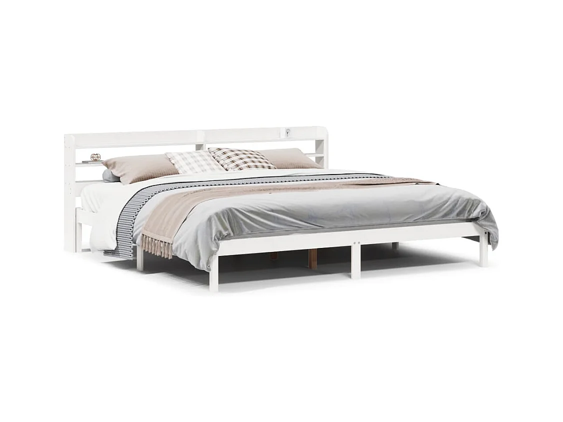 Bedframe zonder matras wit 200x200 cm massief grenenhout
