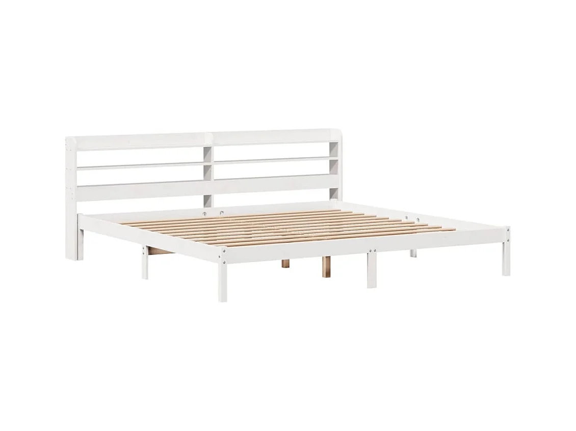 Bedframe zonder matras wit 200x200 cm massief grenenhout