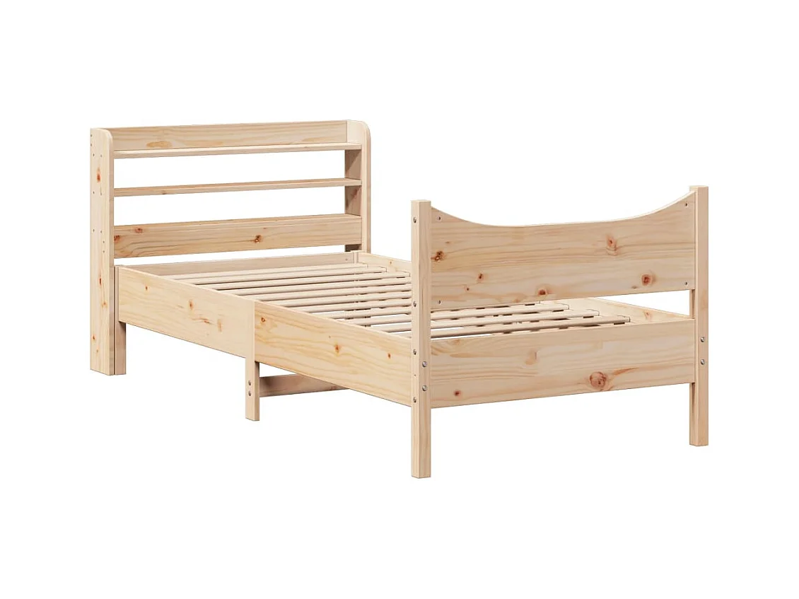 Bedframe met hoofdbord 75x190 cm massief grenenhout