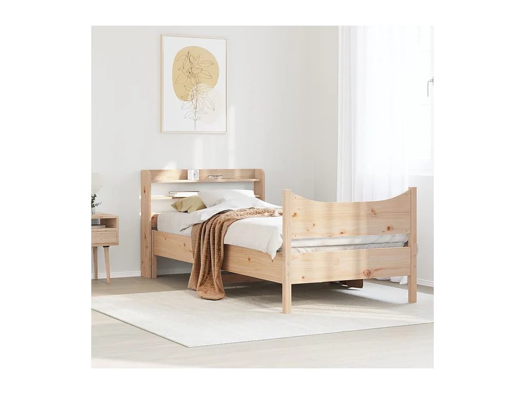 Bedframe met hoofdbord 75x190 cm massief grenenhout