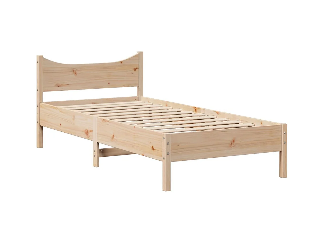 Bedframe met hoofdbord 75x190 cm massief grenenhout