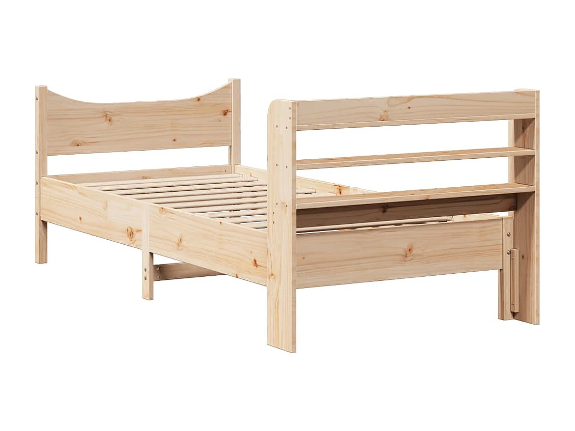 Bedframe met hoofdbord 75x190 cm massief grenenhout