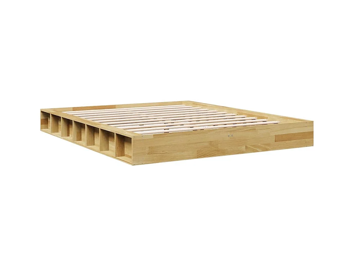Cadre de lit sans matelas 140x190 cm bois massif de chêne