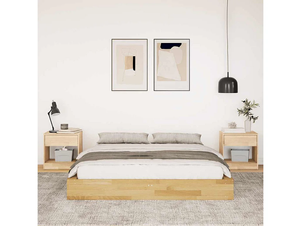 Bedframe zonder matras 140x190 cm massief eikenhout