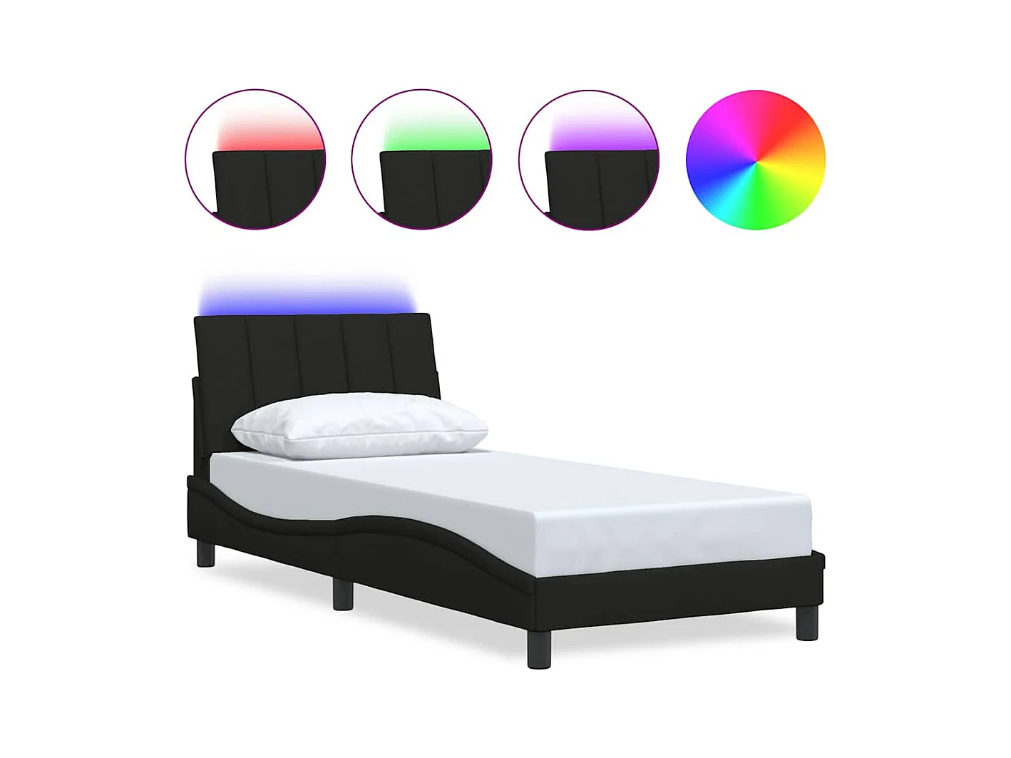 Cadre de lit sans matelas noir 90x200 cm tissu