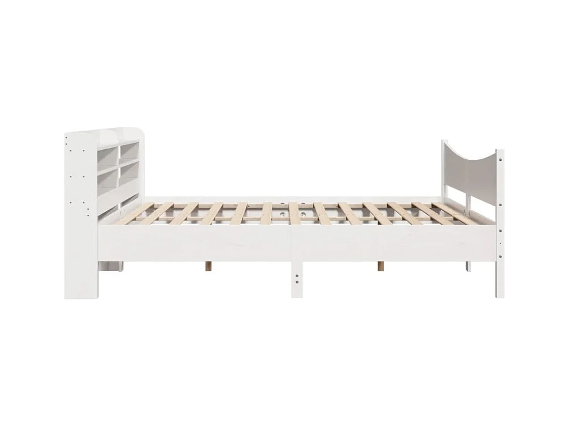 Struttura letto e testiera bianca 200x200 cm in legno massello di pino