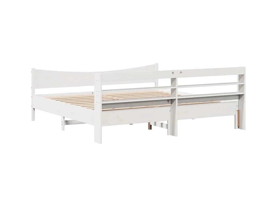 Struttura letto e testiera bianca 200x200 cm in legno massello di pino