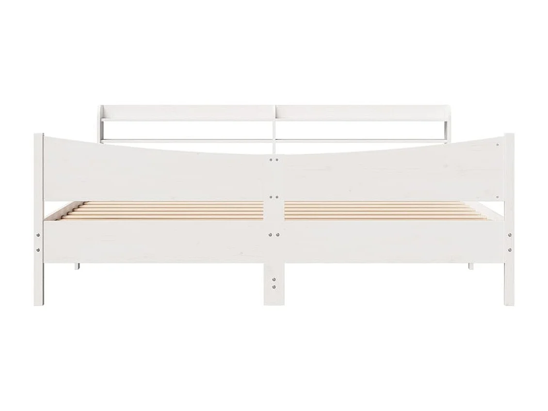 Struttura letto e testiera bianca 200x200 cm in legno massello di pino
