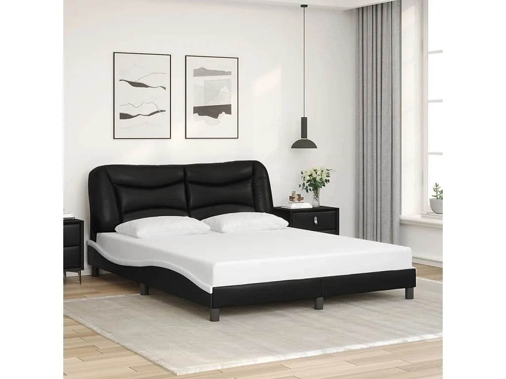 Struttura letto senza materasso nero e bianco 160x200 cm in similpelle