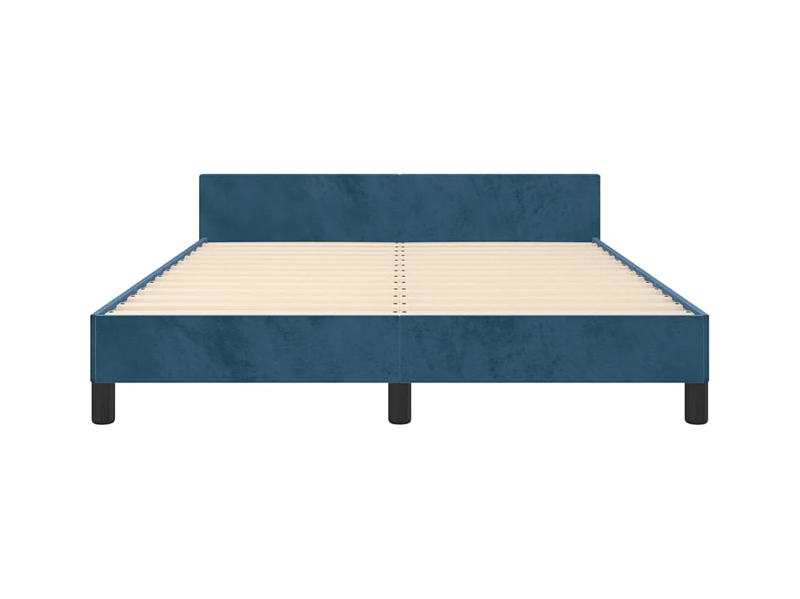 Cadre de lit sans matelas bleu foncé 140x190 cm velours