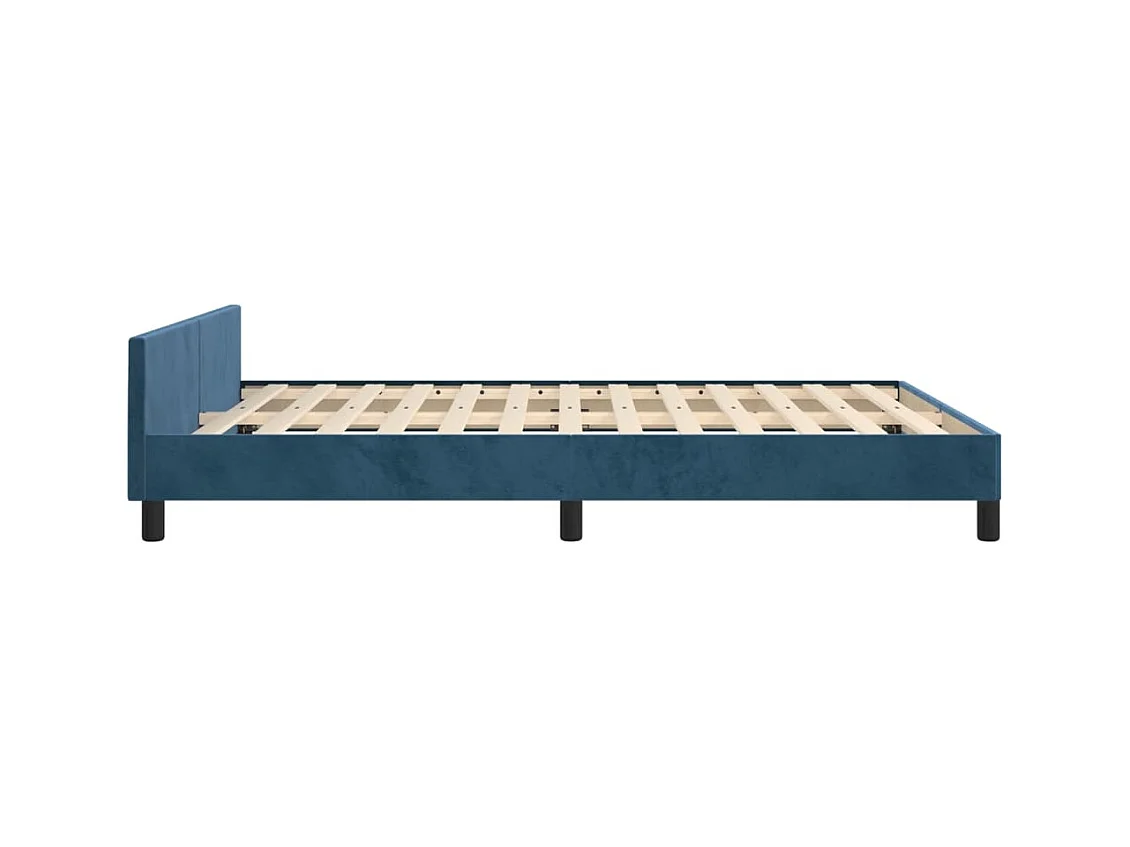 Cadre de lit sans matelas bleu foncé 140x190 cm velours