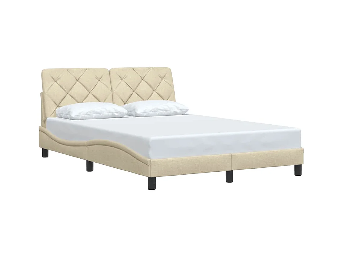 Cadre de lit sans matelas crème 140x190 cm tissu