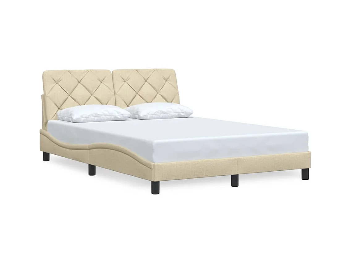 Cadre de lit sans matelas crème 140x190 cm tissu