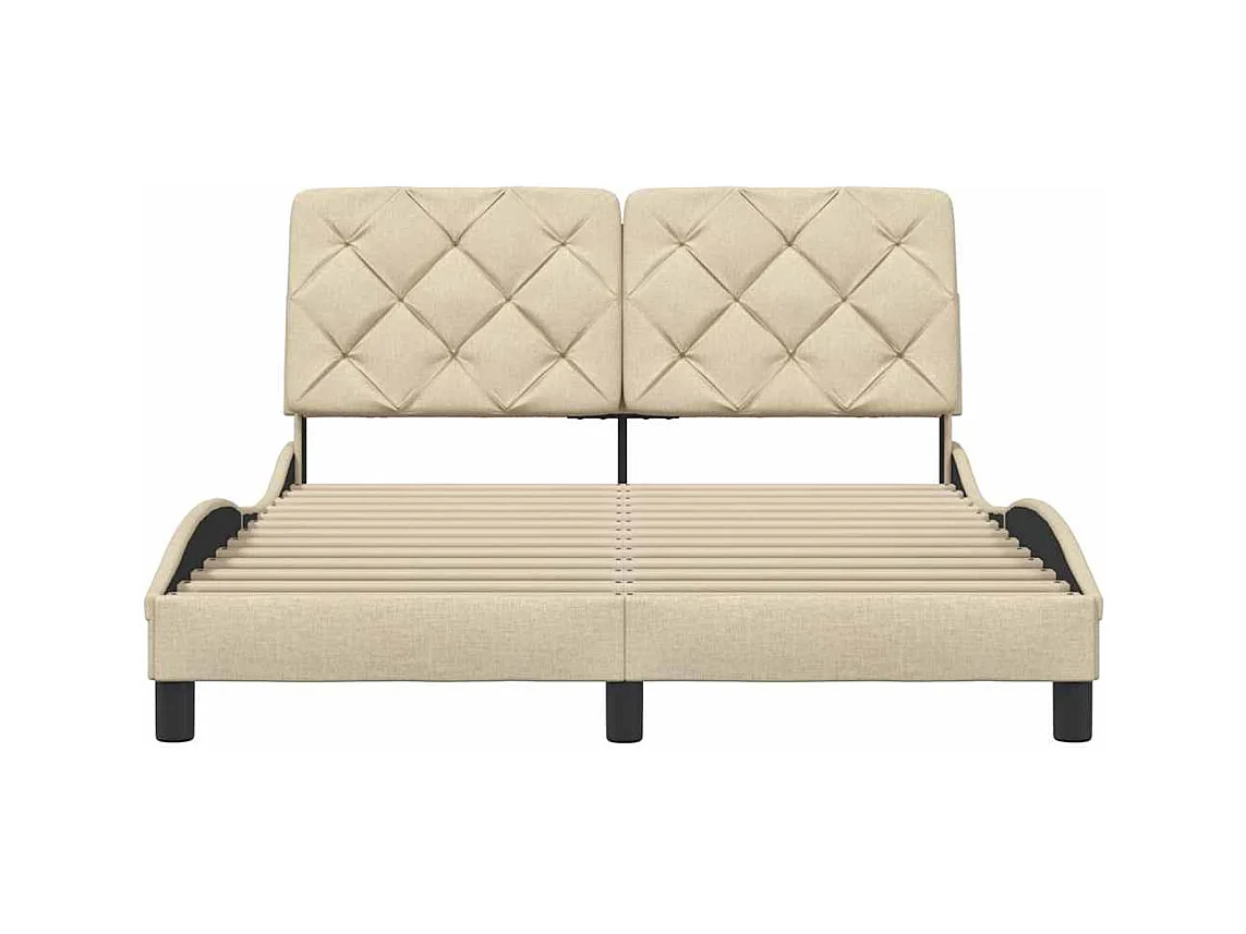 Cadre de lit sans matelas crème 140x190 cm tissu