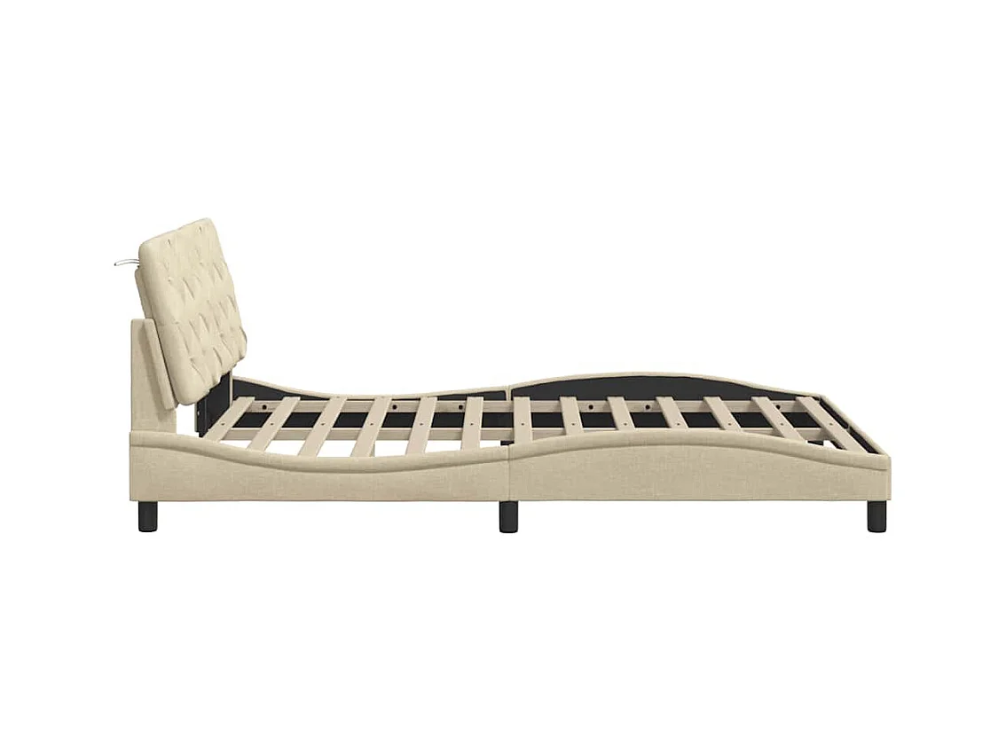 Cadre de lit sans matelas crème 140x190 cm tissu