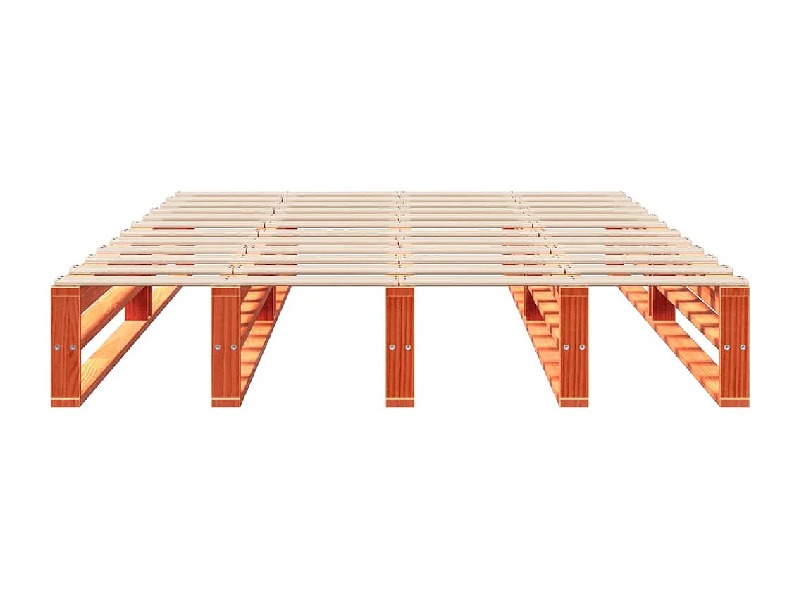 Bedframe zonder matras, bruine was, 135x190cm, massief grenenhout