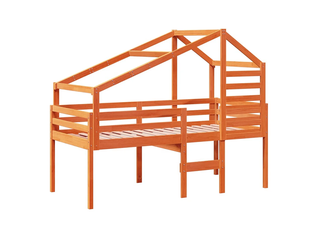 Hoogslaper zonder matras bruin gewaxt 80x200 cm massief grenenhout