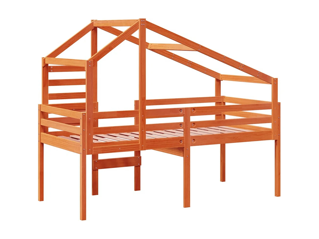 Hoogslaper zonder matras bruin gewaxt 80x200 cm massief grenenhout