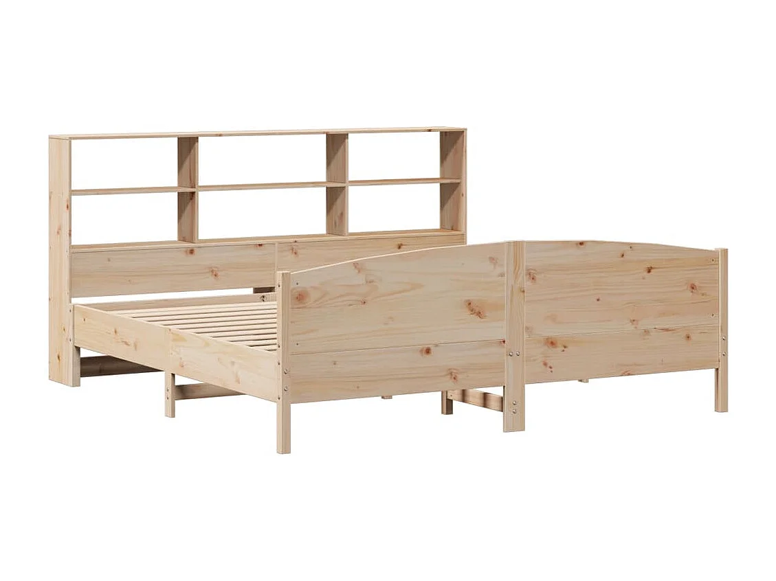 Lit bibliothèque sans matelas 180x200 cm bois massif de pin