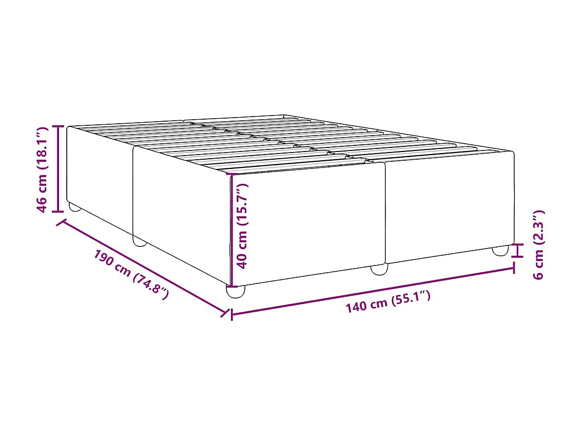 Bedframe zonder matras lichtgrijs 140x190 cm stof
