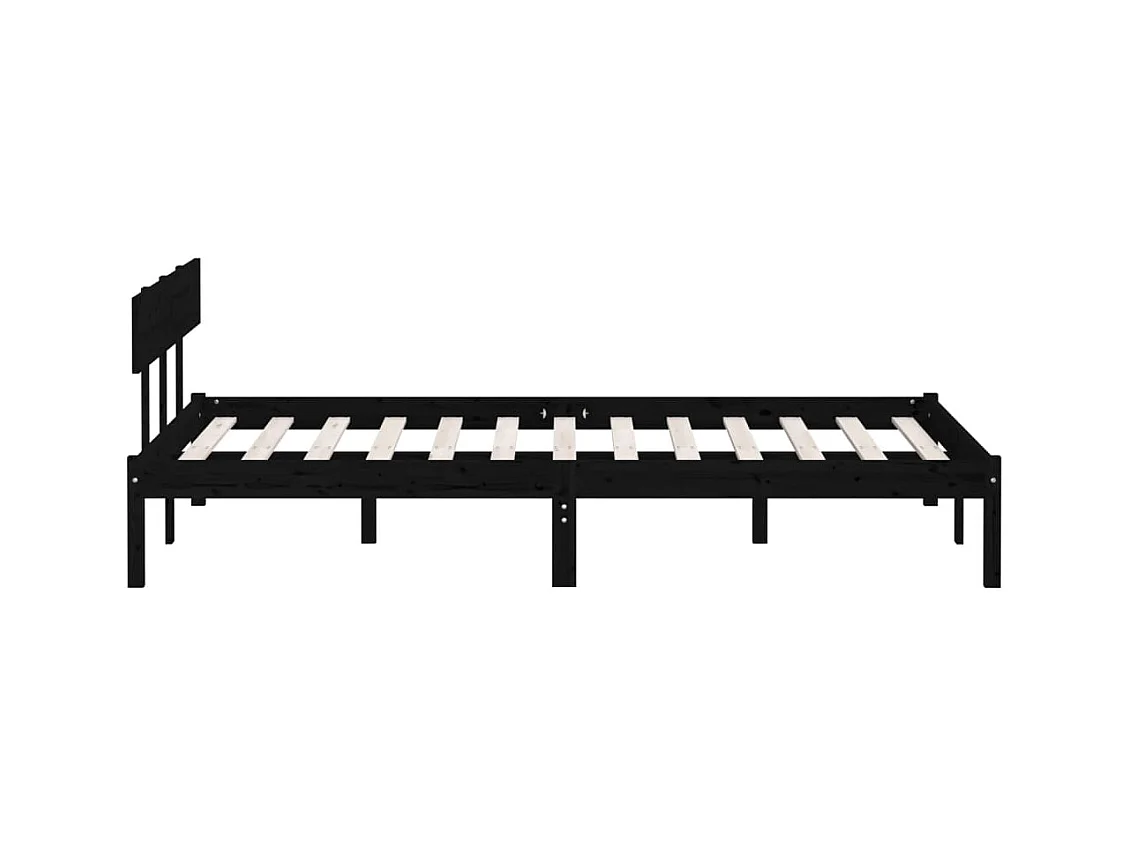 Cadre de lit sans matelas noir bois massif 160x200 cm