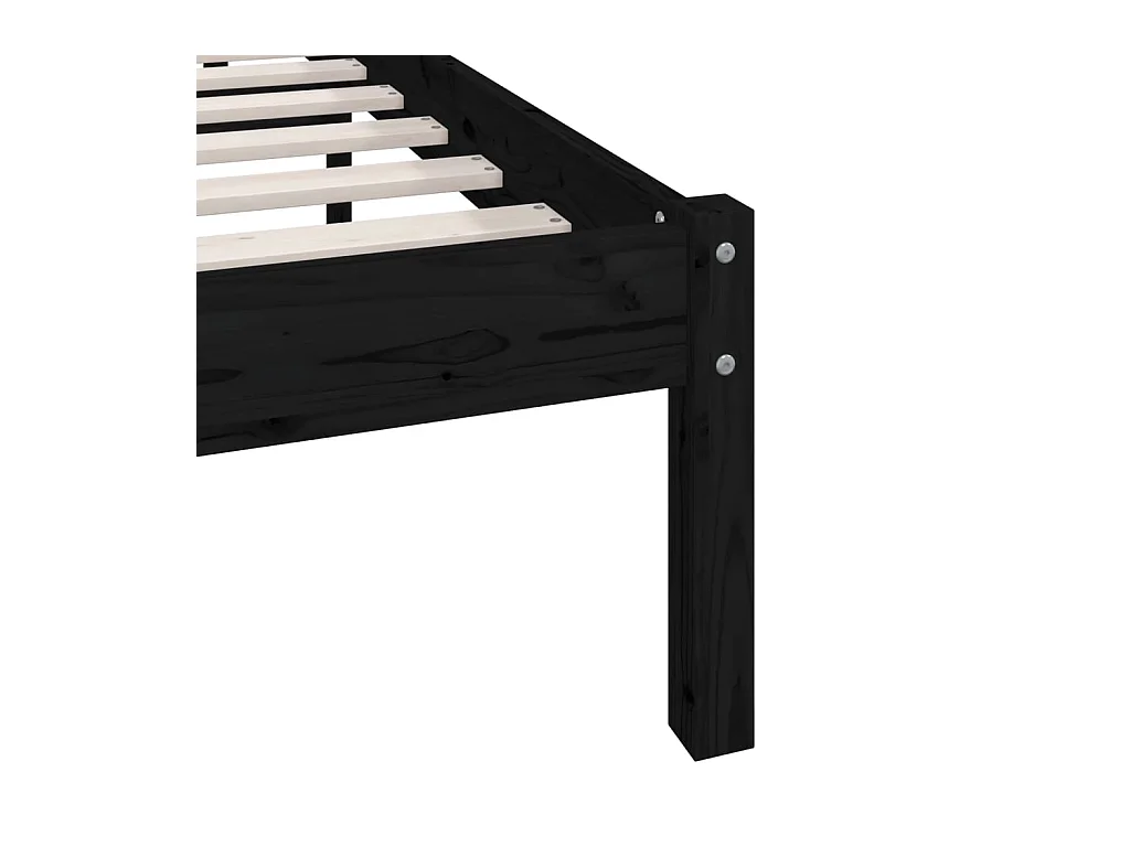 Cadre de lit sans matelas noir bois massif 160x200 cm