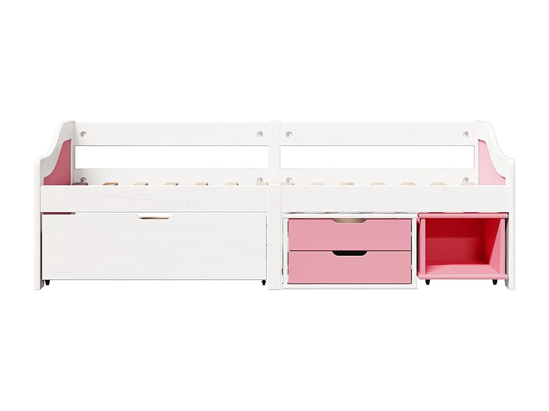 Dagbed met 3 lades zonder matras IRUN wit roze 90x200 cm