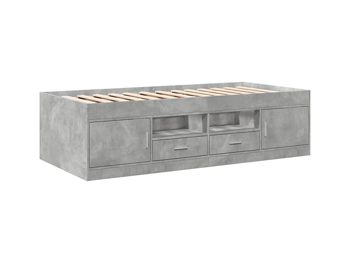 Divano letto con cassetti senza materasso grigio cemento 90x190 cm