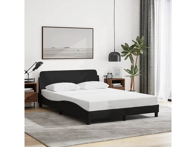 Cadre de lit sans matelas noir 140x190 cm tissu
