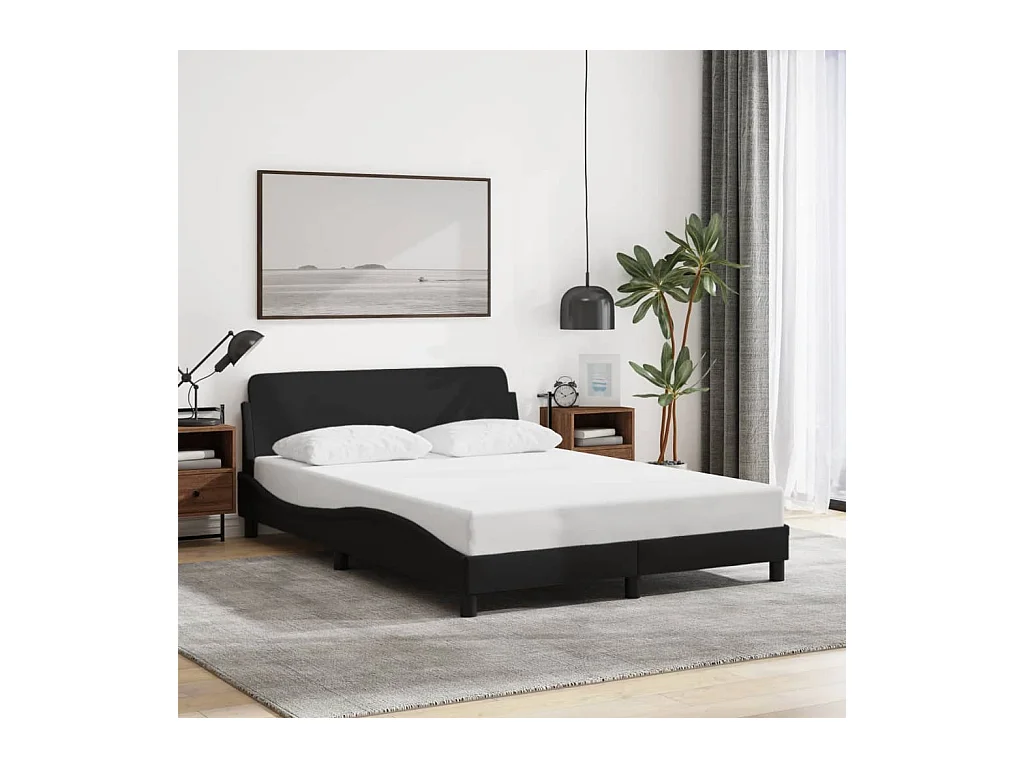 Cadre de lit sans matelas noir 140x190 cm tissu