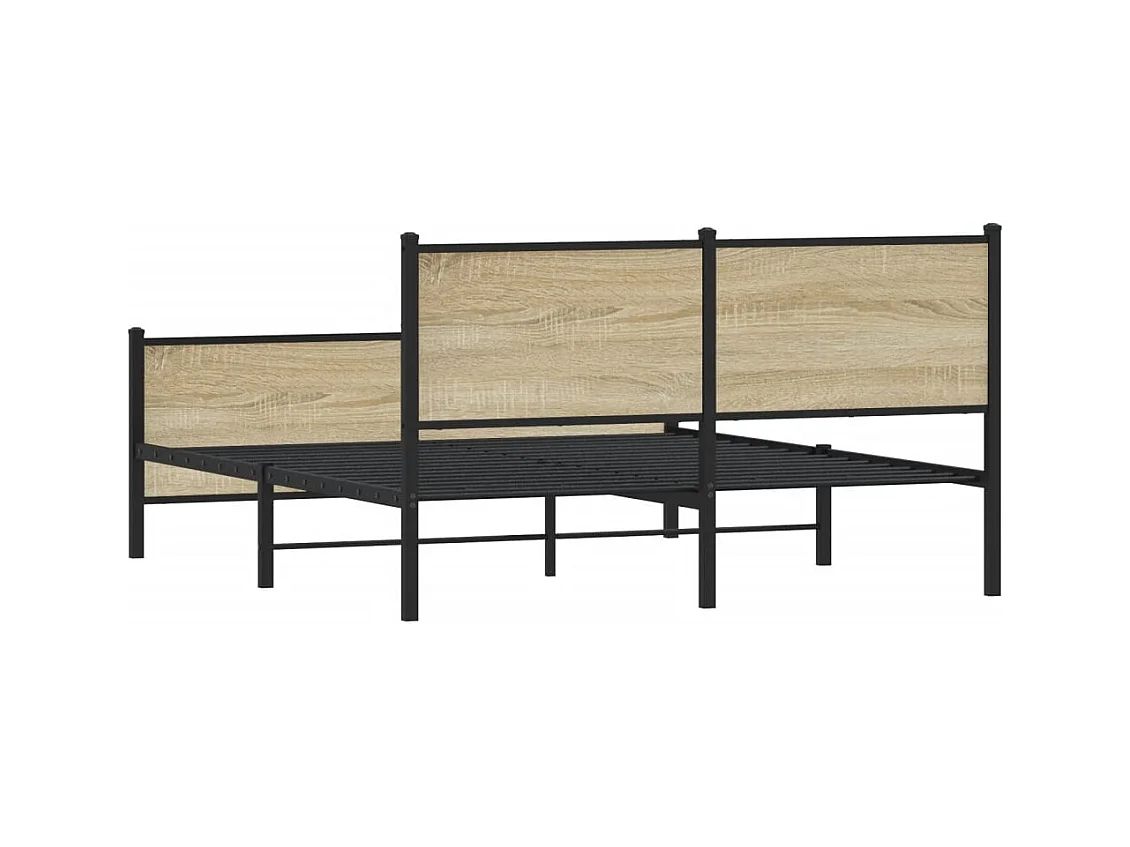 Cadre de lit en métal sans matelas chêne sonoma 160x200 cm