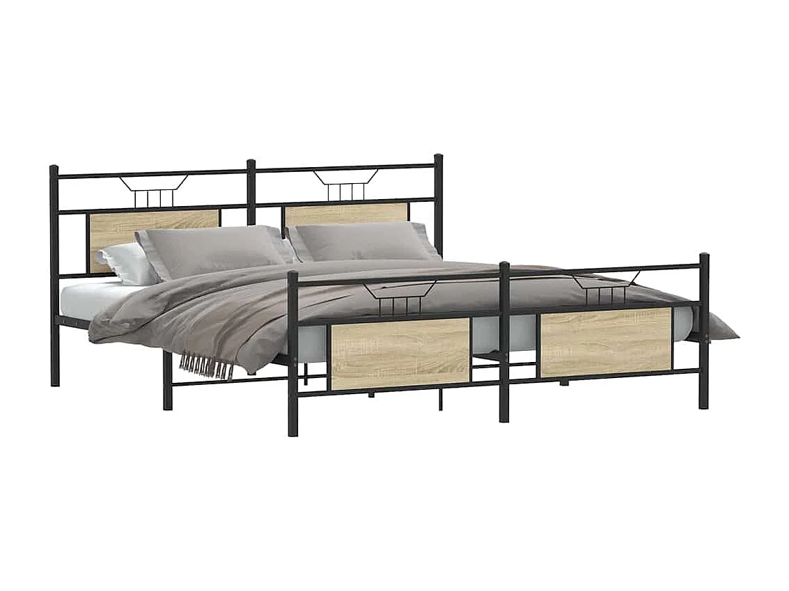 Metalen bedframe zonder matras Sonoma eiken 160x200 cm