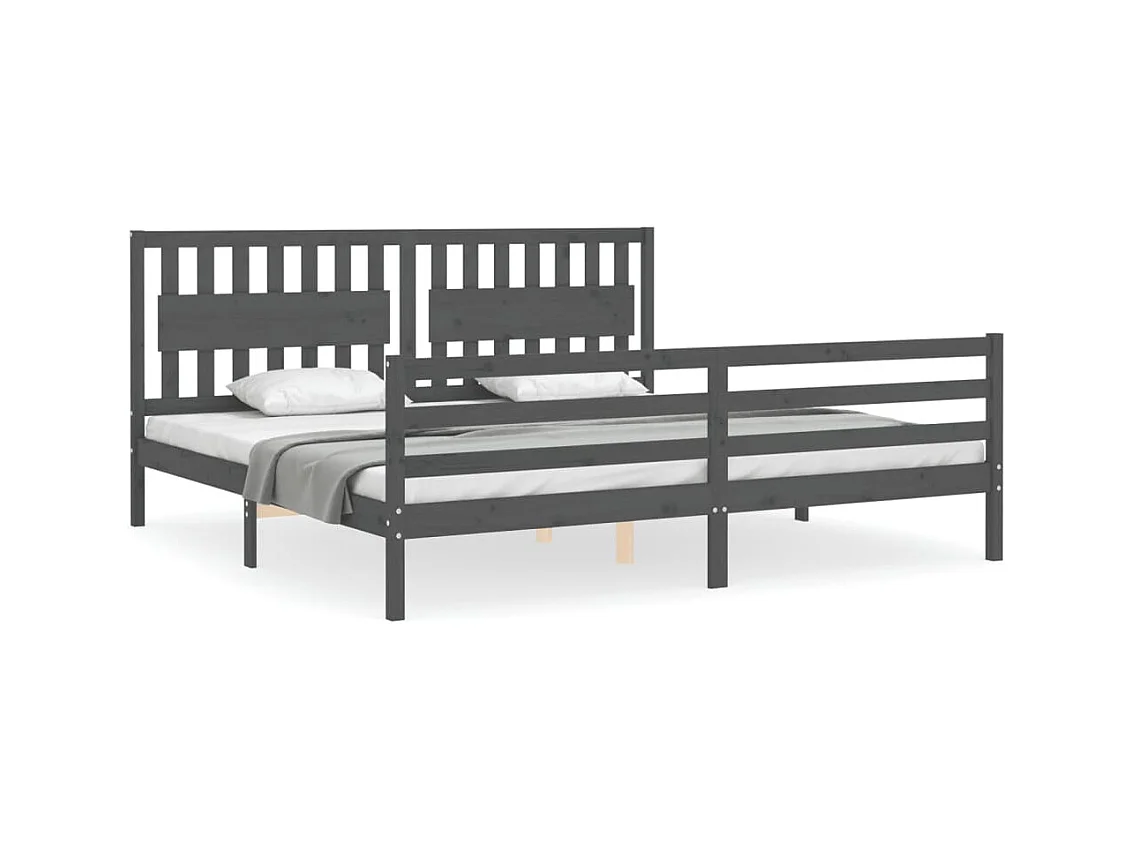 Bettgestell ohne Matratze grau 200x200 cm Massivholz