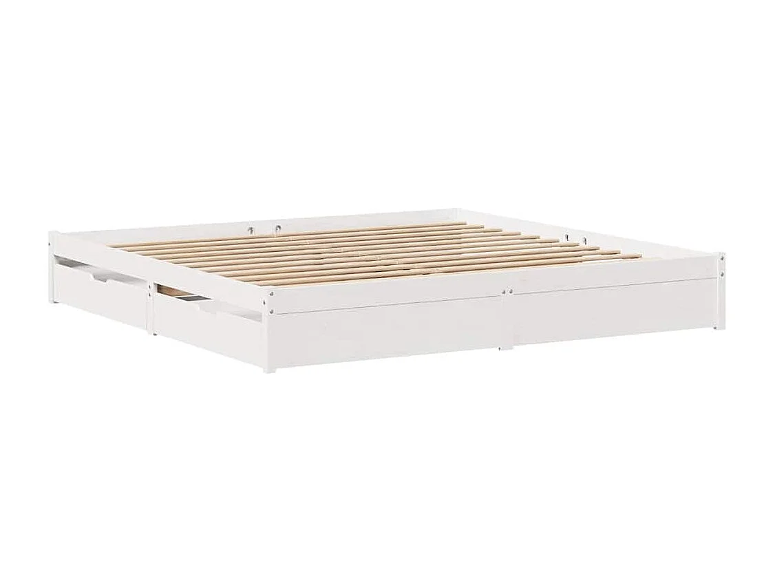 Estructura de cama sin colchón blanca 180x200 cm madera maciza de pino