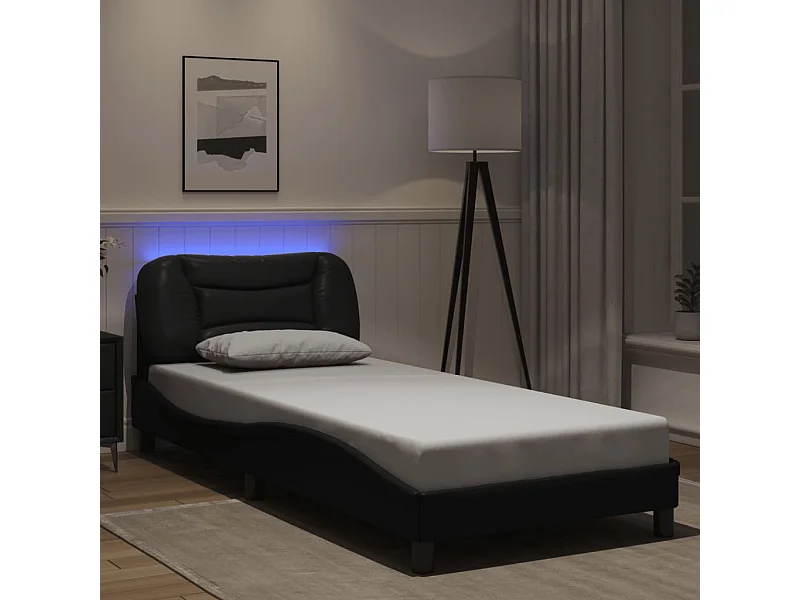 Struttura letto con LED senza materasso nero 90x200 cm