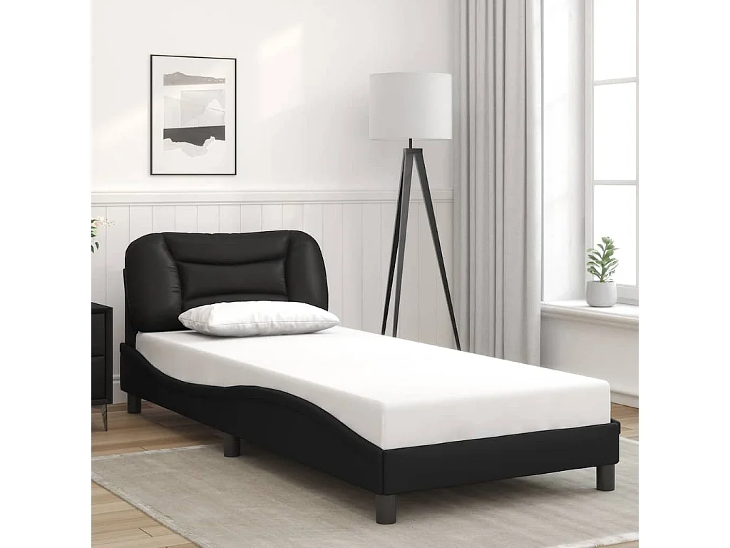 Cadre de lit avec LED sans matelas noir 90x200 cm