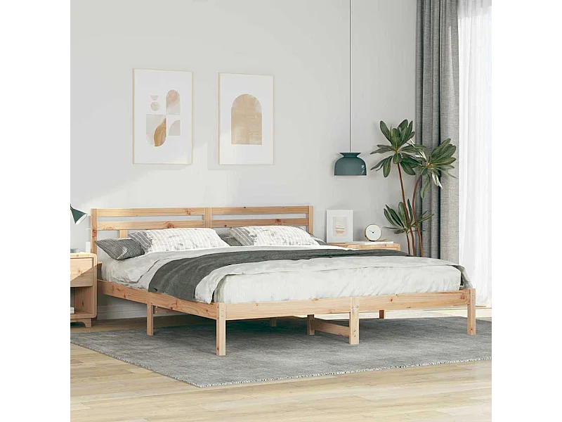 Bedframe met hoofdbord Bruin grenenhout