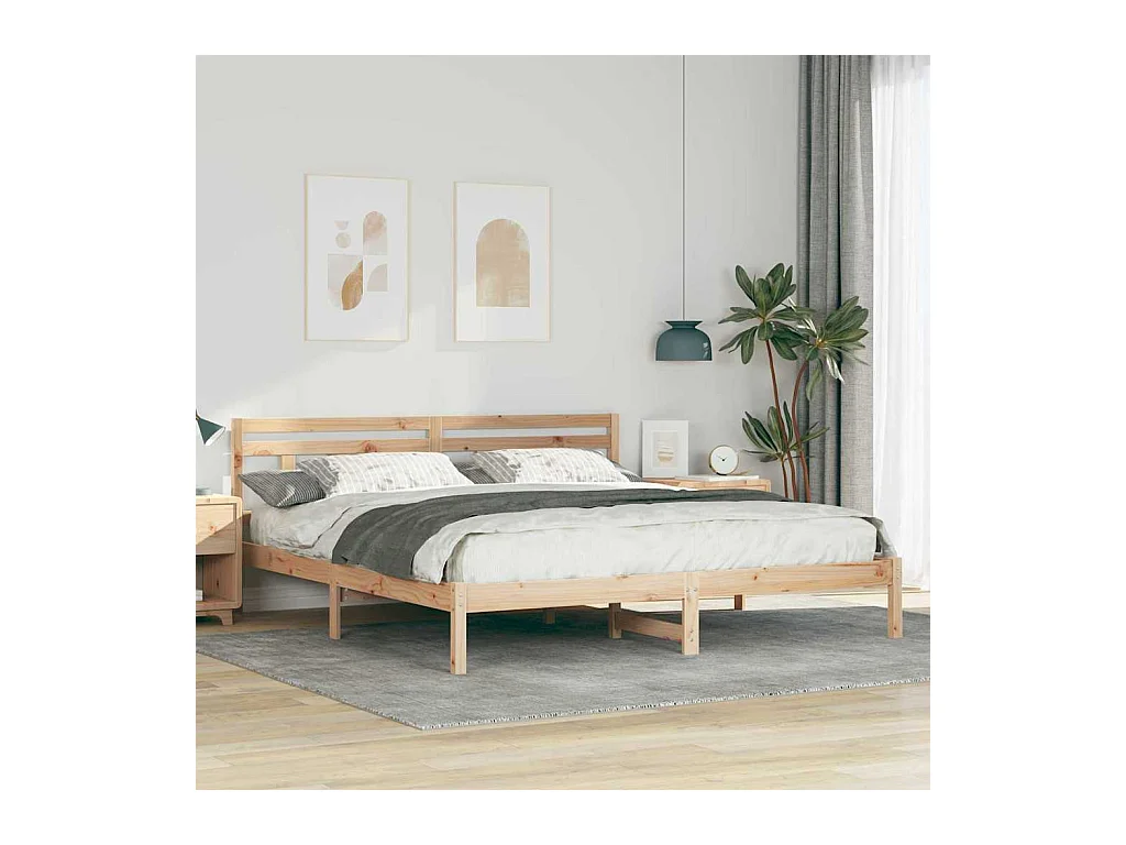 Bedframe met hoofdbord Bruin grenenhout