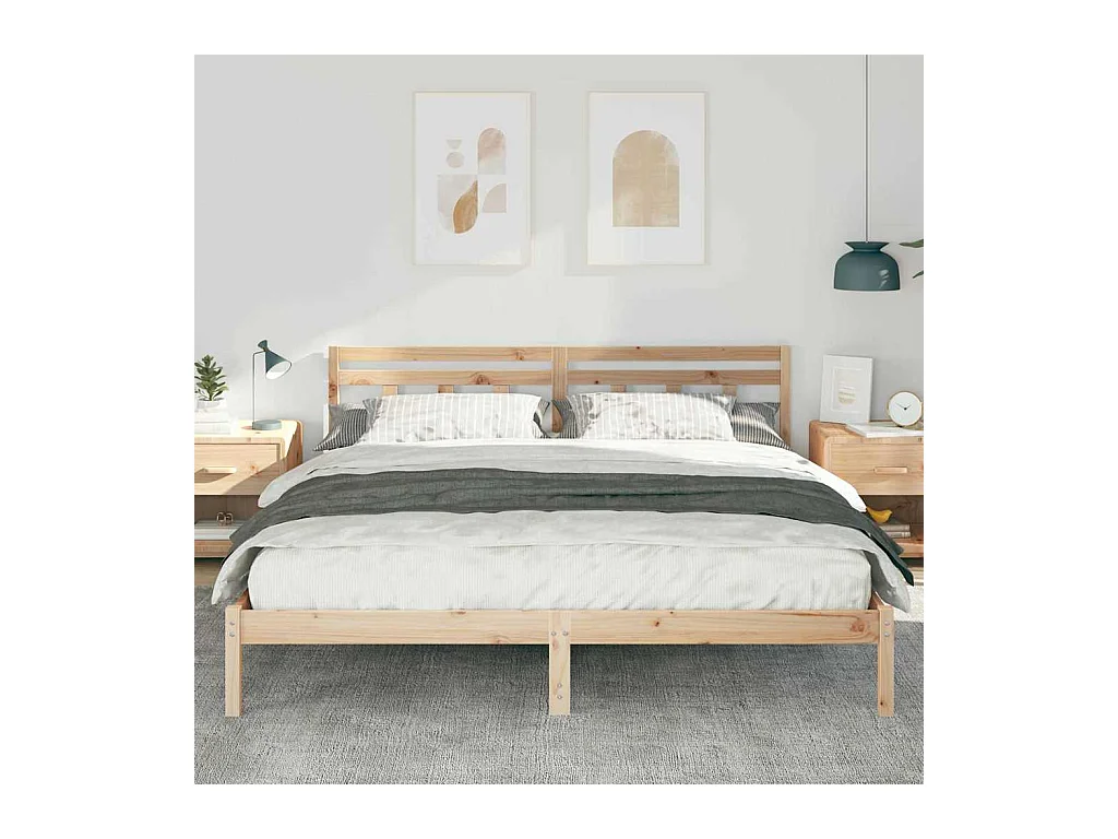 Bedframe met hoofdbord Bruin grenenhout