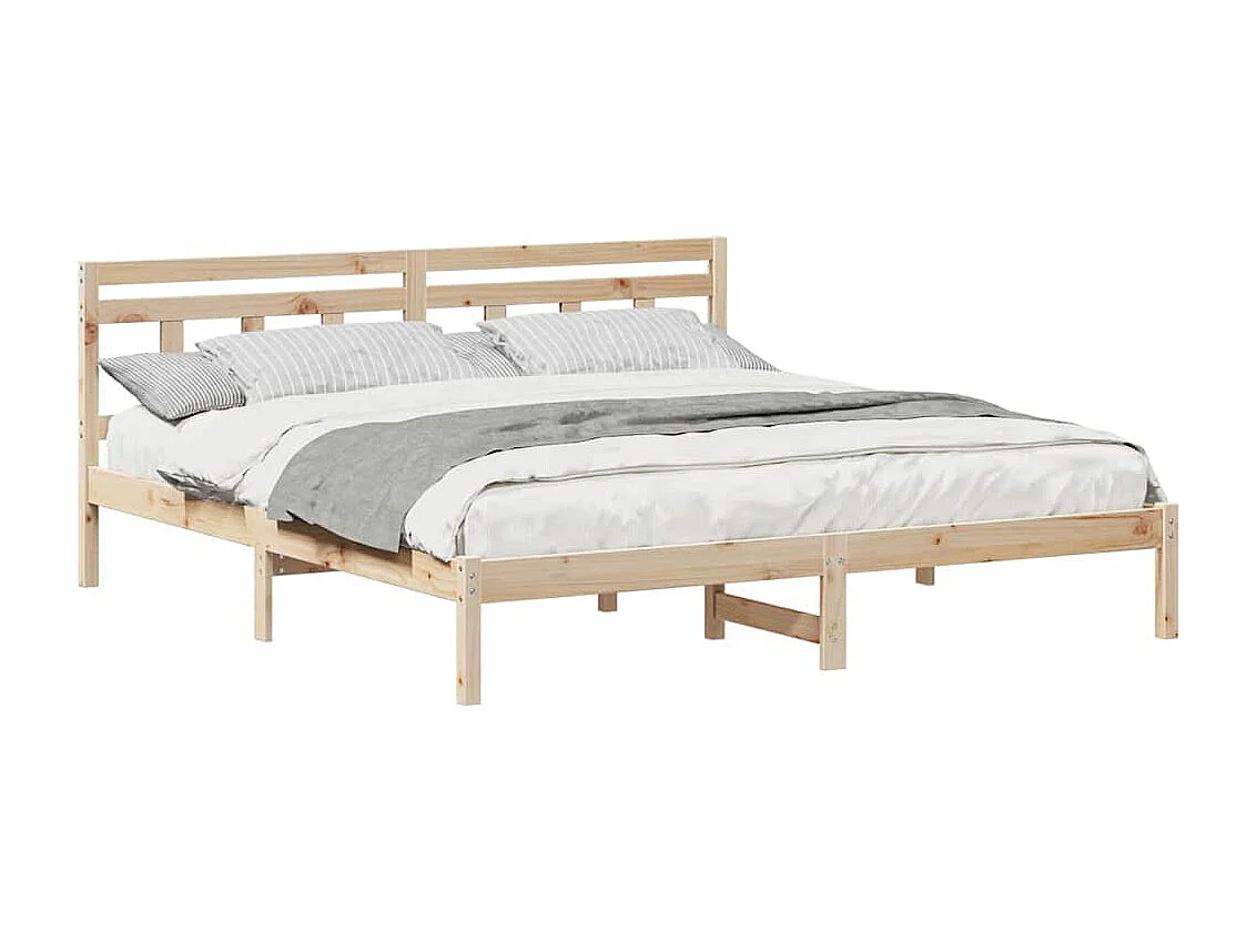 Bettrahmen mit Kopfteil Braun Kiefernholz