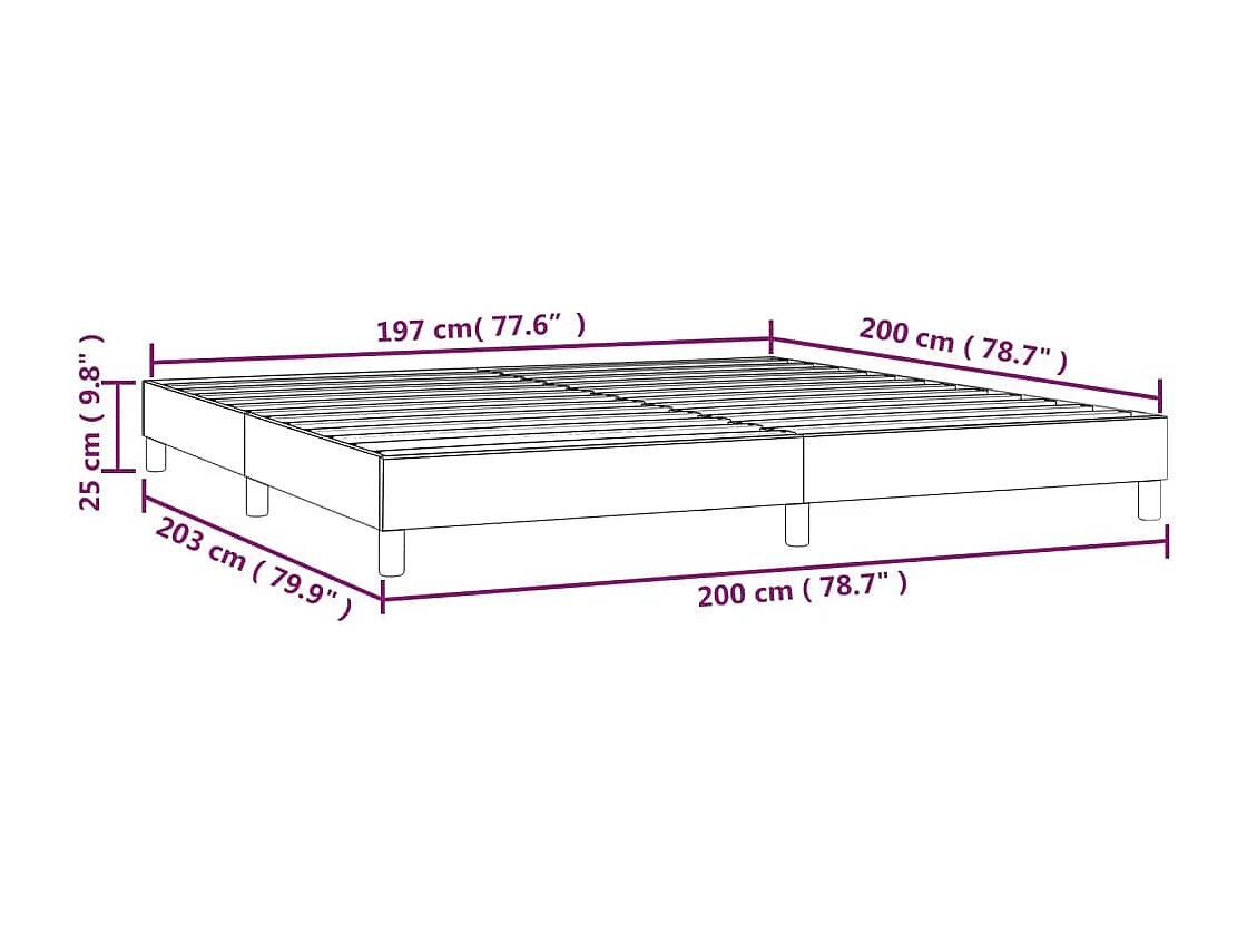 Struttura letto senza materasso tessuto grigio scuro 200x200 cm