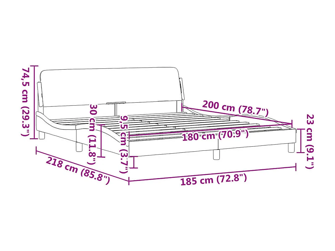Bedframe zonder matras zwart 180x200 cm stof